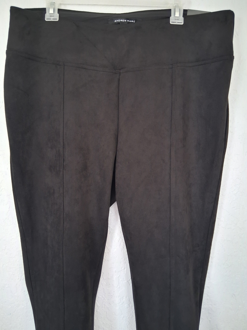 Andrew Marc NWT Faux Suede Leggings Pants Black Slim Fit High Waist XL